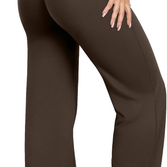 Pants - High Waist Dark Brown Yoga Pants for Women - Soft Stretch & All-Day Comfort
